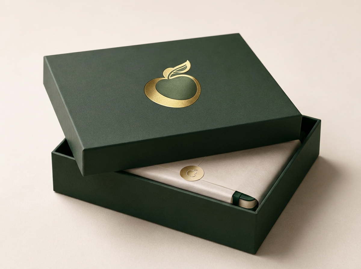 The Eden box with the lid lifted, revealing the wrapped contents inside